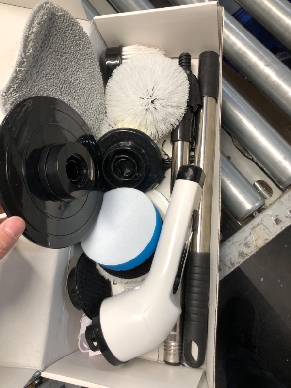 Photo 2 of ***NON-REFUNDABLE NO RETURNS SOLD AS IS**PARTS ONLY***Electric Spin Scrubber Cordless, Electric Scrubber for Cleaning Bathroom with Long Handle, Electric Shower Scrubber, Power Cleaning Brush with 9 Brush Heads for Bathtub Tile Floor Car Classic Whiteblac