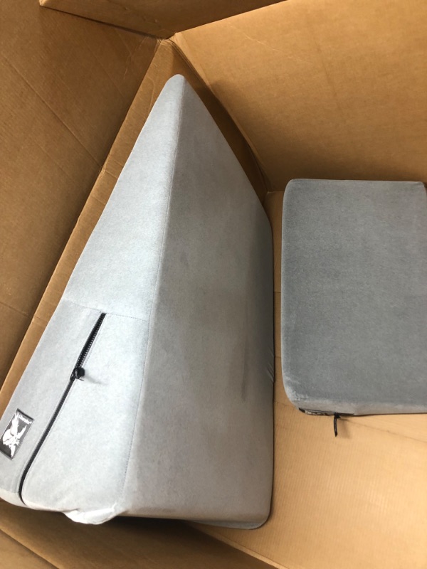 Photo 2 of Wedge Pillow with Memory Foam Top for Sleeping, 10" Elevated Support Triangle Pillow for Reading and Rest, Bed Wedge Pillow for Legs and Back Support with Washable Cover Grey 24x24x10"