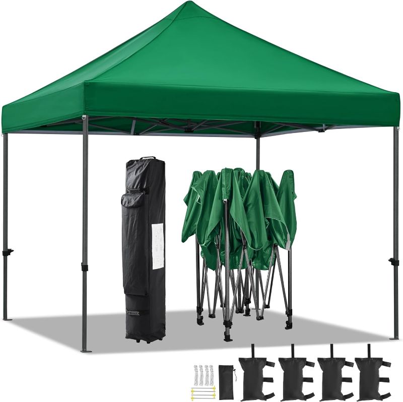 Photo 1 of **SEE NOTES // NOT EXACT SAME AS STOCK PHOTO** 
Yaheetech Canopy Tent, Commercial Instant Heavy Duty Canopy, 500D Waterproof Adjustable Canopy with Wheeled Carry Bag, 4 Sandbags and 4 Stakes (14x14, Dark Green)