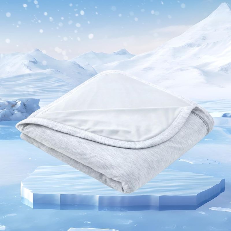 Photo 1 of Cooling Blanket for Double Size Bed, Cold Blankets for Sleeping Transfer Heat to Keep Body Cool for Night Sweats, Breathable Summer Blanket for Couch Cooling Blankets for Hot Sleepers, Grey