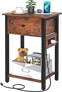 Photo 1 of ***(PARTS ONLY/NO RETURNS OR REFUNDS) ***
Yoobure Nightstand with Charging Station, Side Table End Table with Large Drawer and Storage Shelf, Bed Side Table/Night Stand with USB Ports & Outlets, Rustic Bedside Tables for Bedroom, Living Room