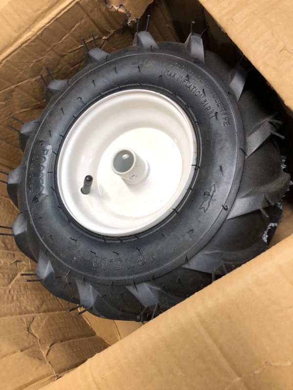 Photo 3 of 13x5.00-6" Tiller Tire and Wheel, 3/4" Axle Size, 3-1/8" Centered Hub, Compatible with Craftsman & Troy-Bilt Tiller Replacement