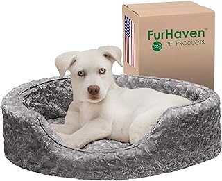 Photo 1 of [STOCK PHOTO FOR REFERENCE]
Furhaven Dog Bed for Small Dogs w/ Removable Washable Cover & Pillow Cushion Insert, For Dogs Up to 12 lbs - Ultra Plush Faux Fur Oval Lounger - Chocolate, Small Oval (Fiber-Filled Base) 19.0"L x 15.0"W x 5.5"Th Plush Chocolate