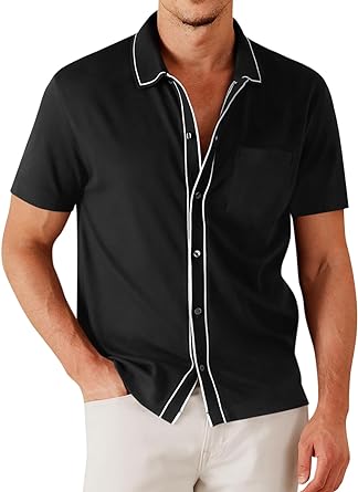 Photo 1 of Runcati Mens Knit Short Sleeve Shirts Casual Button Down Polo Shirt Vintage Golf Tops https://a.co/d/a8Xm7yn