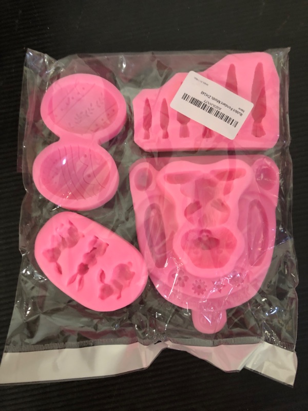 Photo 2 of Rabbit Chocolate Molds, 4 Packs Easter Bunny Fondant Molds for Easter Party Cake Decoration, Cupcake Toppers, Clay Cookie https://a.co/d/6s2xngd