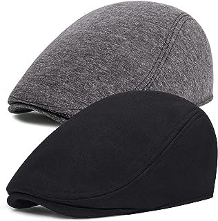 Photo 1 of 2 Pack Newsboy Hats for Men Classic Herringbone Tweed Wool Blend Flat Cap Ivy Cabbie Driving Hat
