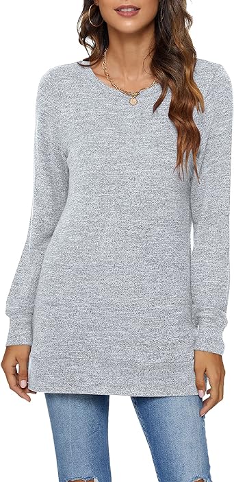 Photo 1 of AUSELILY Long Sweatshirts for Women Side Split Womens Tunic Sweatshirts Sz XL