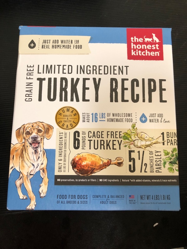 Photo 2 of The Honest Kitchen Limited Ingredient Diet Turkey Recipe Grain-Free Dehydrated Dog Food, 4-lb box
