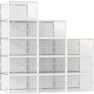 Photo 1 of Limited-time deal: GTMOON Large Shoe Storage Boxes, 12 Pack Shoe Boxes Clear Plastic Stackable, Shoe Organizer Box for Closet, Stackable Sneaker Containers Case Bins with Lids, Great Alternative to Shoe Racks, White https://a.co/d/hZ9y4d3