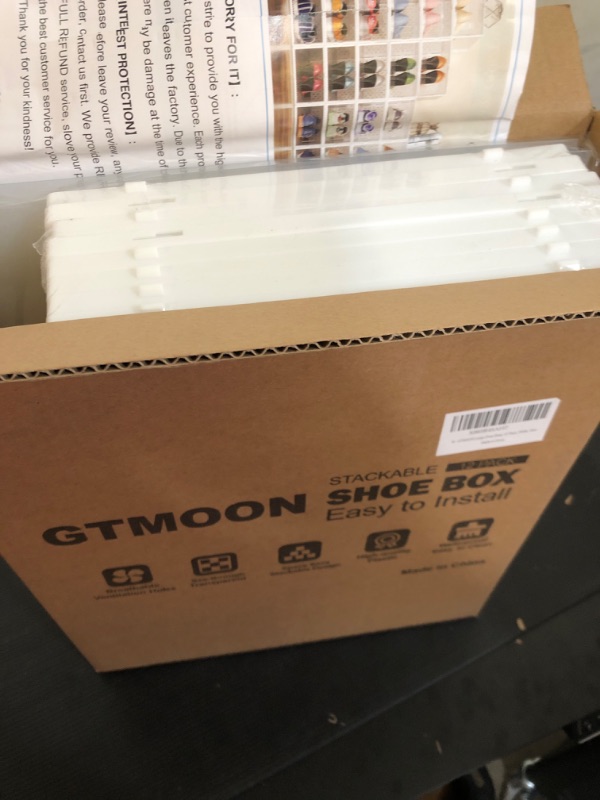 Photo 2 of Limited-time deal: GTMOON Large Shoe Storage Boxes, 12 Pack Shoe Boxes Clear Plastic Stackable, Shoe Organizer Box for Closet, Stackable Sneaker Containers Case Bins with Lids, Great Alternative to Shoe Racks, White https://a.co/d/hZ9y4d3