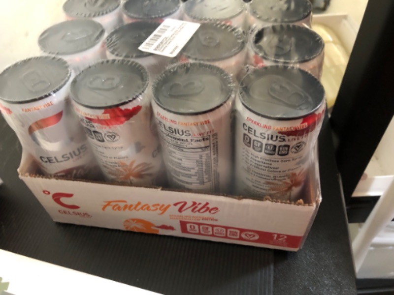 Photo 1 of CELSIUS Sparkling Fantasy Vibe, Functional Essential Energy Drink 12 Fl Oz (Pack of 12) Sparkling Fantasy Vibe 1 Count (Pack of 12)