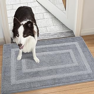 Photo 1 of Ompaa Indoor Door Mat, Dog Rugs for Muddy Paws, Mud Mats for Dogs, Super Absorbent Quick Dry Non-Slip Washable Dirt Trapper, Muddy Paws Door Mat, Welcome Rugs for Entryway, Patio, Garage, 36x24 Grey https://a.co/d/eLKCbWx