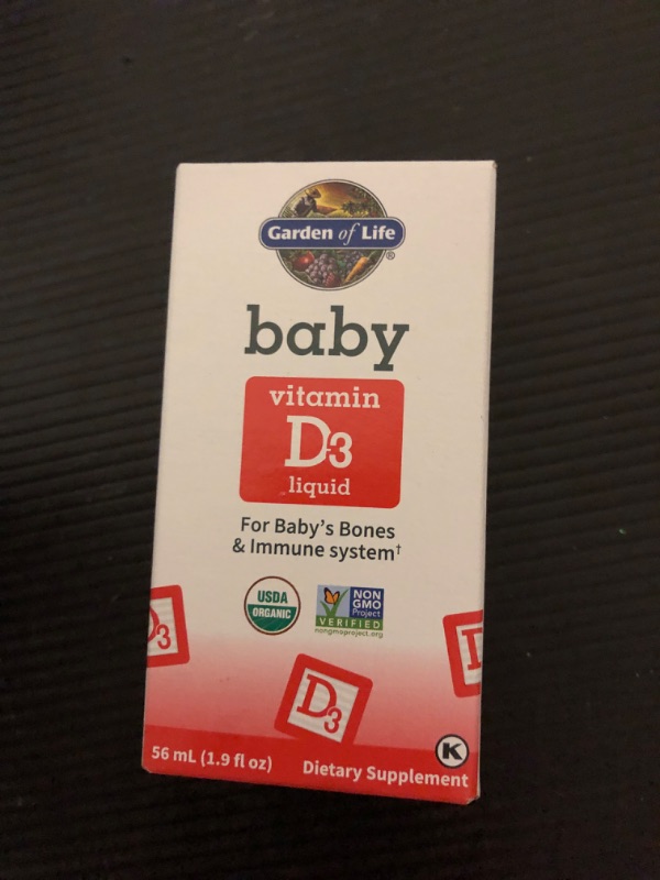 Photo 2 of Garden of Life Baby Vitamin D3 Liquid, 600 IU (15 mcg) Organic Liquid Vitamin D for Infants & Toddlers, Support for Baby's Bones & Immune System, Gluten Free & Non-GMO, 56 mL (1.9 fl oz) Liquid