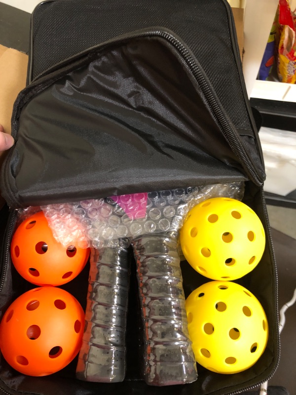 Photo 2 of Pickleball Paddles Set, Fiberglass Surface Non-Slip Grip with 4 Pickleball,Lightweight Carrying Bag for Beginners and Pros 4 Rackets
