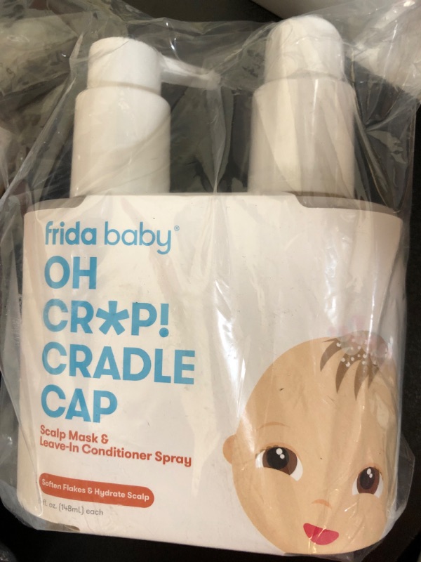 Photo 2 of Oh Cr*p! Cradle Cap Flake Fixer Scalp Spray + Scalp Mask Duo by Frida Baby Soothes Baby's Scalp, Prevents Dryness and Flakes Scalp Mask+Spray Duo