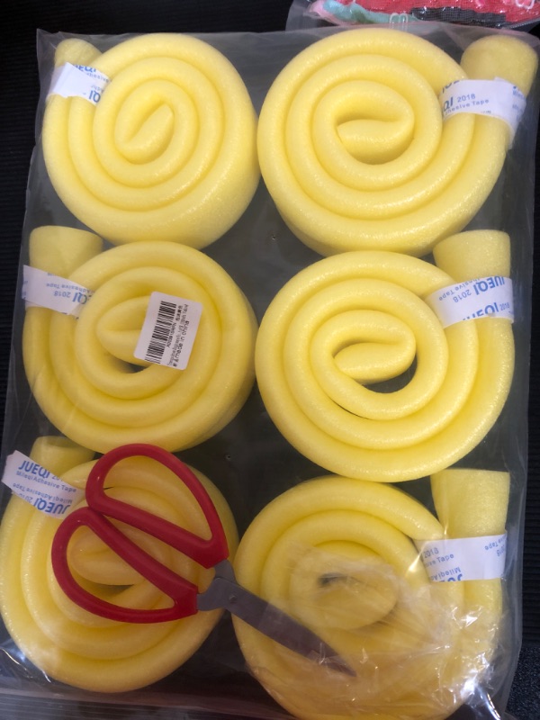 Photo 2 of 1" Diameter Replacement Trampoline Enclosure Foam,35" Length Trampoline Pole Foam Sleeves,Trampolines Poles Cover Foam Noodle Protective Poles Cover Tube 6pcs for Padding or Bumper(Free Scissors) 35inch yellow