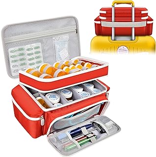 Photo 1 of Large Medicine Organizer Bag Box - Empty First Aid Kits Bags for Emergency. Pill Bottle Storage Container, Medical Supplies Case for Home, Travel, Outdoor, Office, Car, Camping, Hiking, Boating https://a.co/d/baH7yzN
