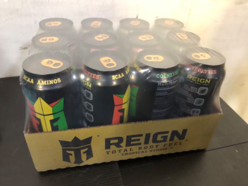 Photo 1 of 12pcs exp date 12/2025----REIGN Total Body Fuel, Tropical Storm, Fitness & Performance Drink, 16 Fl Oz  