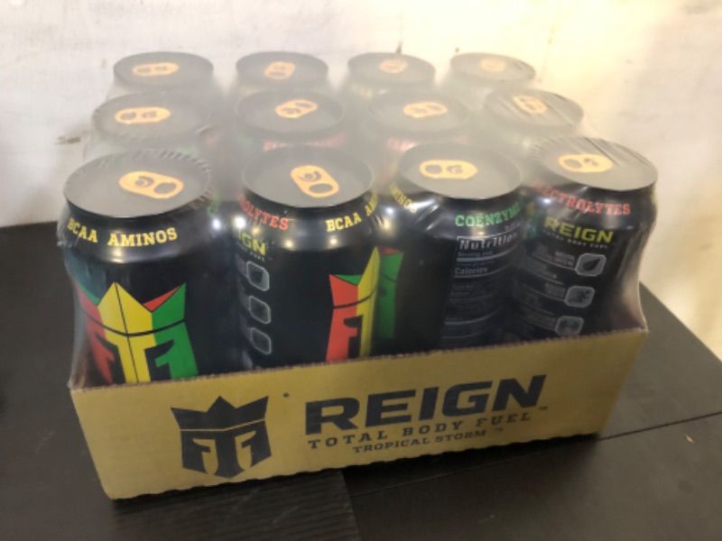Photo 2 of 12pcs exp date 12/2025----REIGN Total Body Fuel, Tropical Storm, Fitness & Performance Drink, 16 Fl Oz  