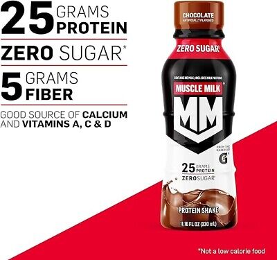 Photo 1 of exp date 07/2024 12pcs----Muscle Milk Genuine Protein Shake, Chocolate, 11.16 Fl Oz Bottle, 12 Pack, 25g
