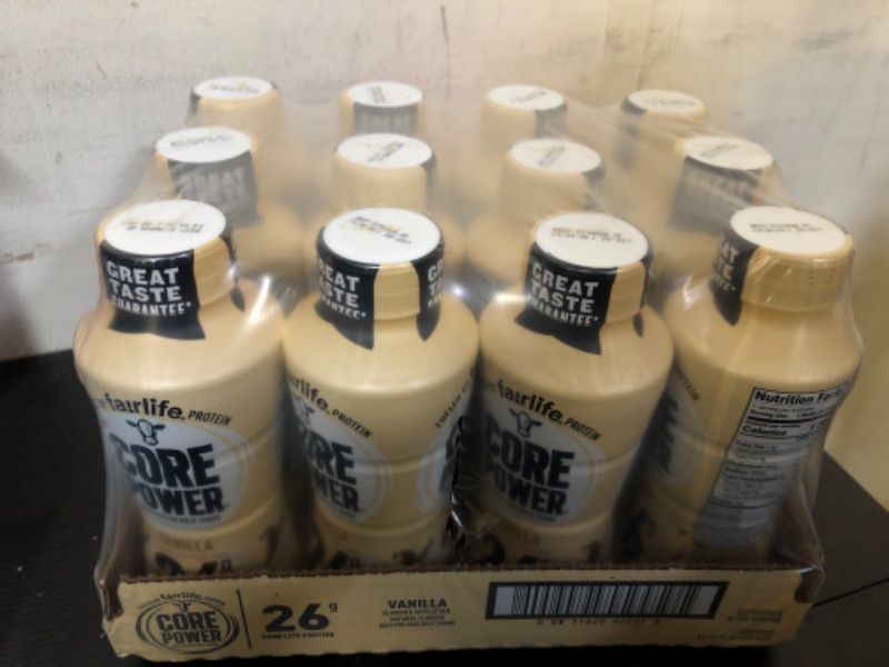 Photo 2 of exp date 03/2025---12pcs--Fairlife Core Power 26g Protein Milk Shakes, Ready To Drink for Workout Recovery, Vanilla, 14 Fl Oz (Pack of 12pcs)  