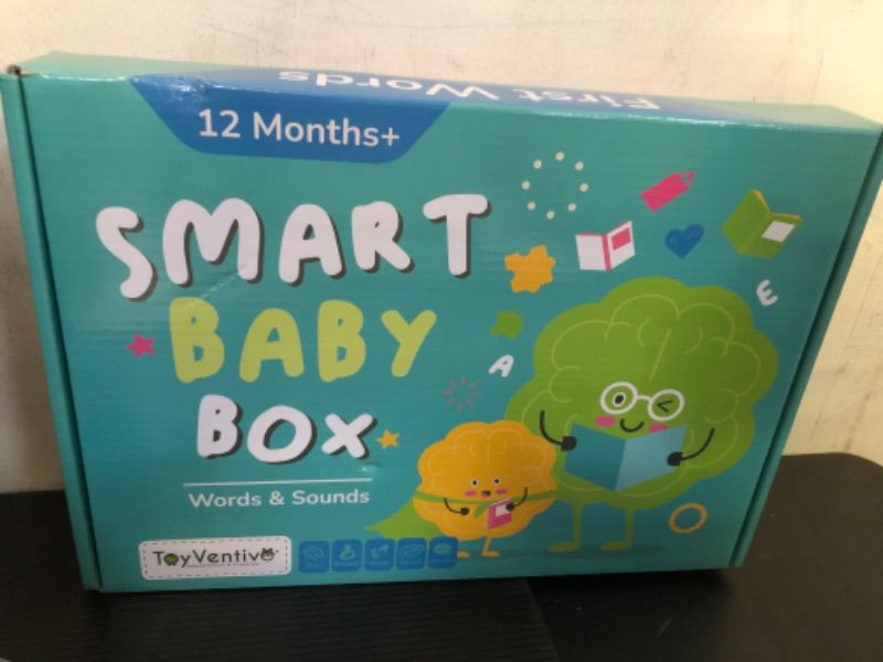 Photo 2 of TOYVENTIVE Smart Baby Box for Boy - Educational Developmental Learning Toys 1 + Year Old, Montessori Toddler Busy Book, Flash Cards, Board Books, First Birthday Gifts Boys Blue Box