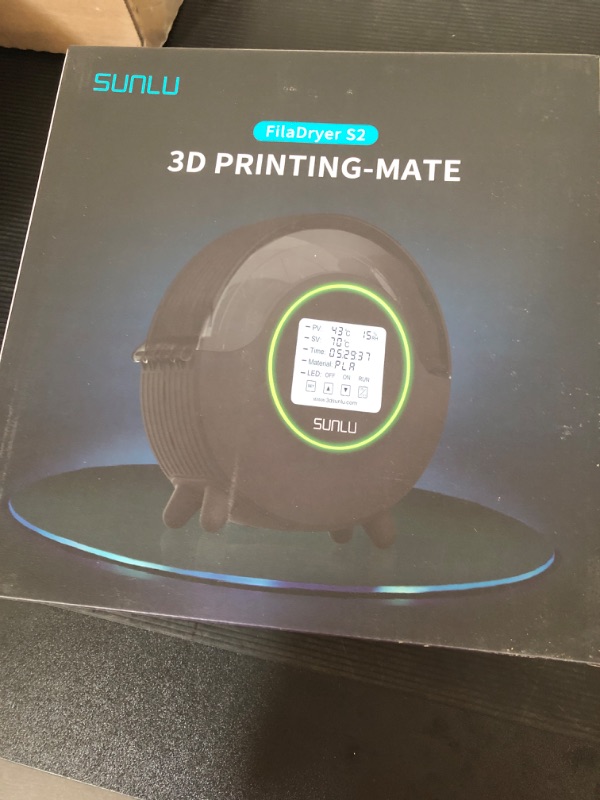 Photo 2 of SUNLU Upgraded S2 Filament Dryer Box with Fan, 360° Heating, Real-time Humidity Display, 3D Printer Filament Dehydrator for PLA, TPU, PETG, ABS, ASA, 1.75 2.85 3.00mm, 1 Kg Spool