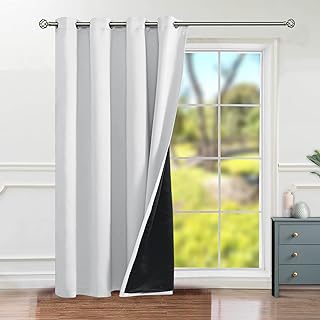 Photo 1 of BGment Sliding Glass Door Curtain 96 Inch Length, Sound Proof Room Divider Curtain, Grommet Thick Wide Thermal Insulated Blackout Drape for Patio Door, 1 Panel, 52 Inch Wide, Greyish White 96.00" x 52.00" Greyish White