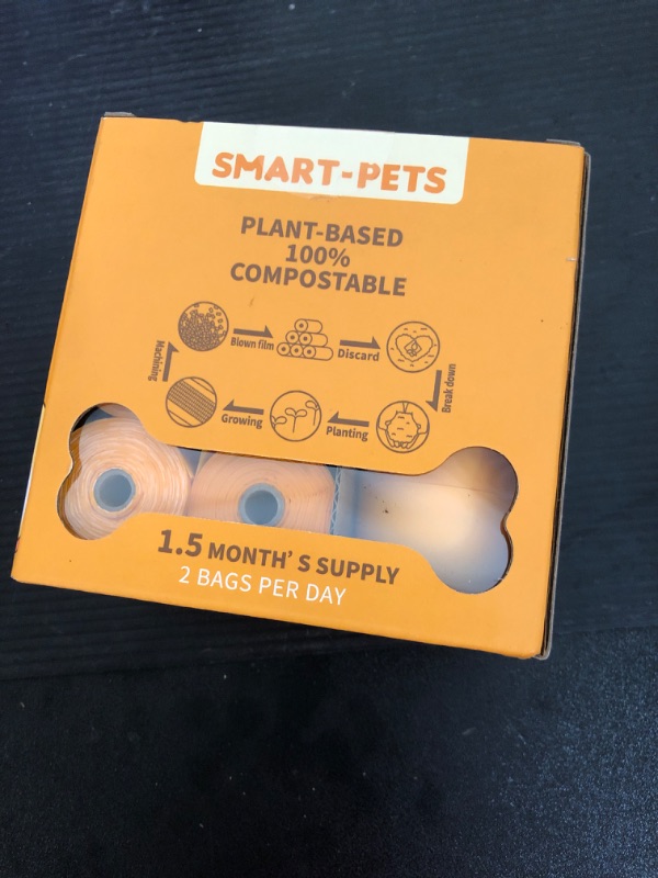 Photo 2 of 100% Certified Home Compostable Dog Poop Bags - EN 13432 Compliant Dog Waste Bags -105 Bags- 7 x Rolls of Plant Based Compostable Poop Bags -Includes A Dispenser-Thick Doggie Poop Bags?Orange?