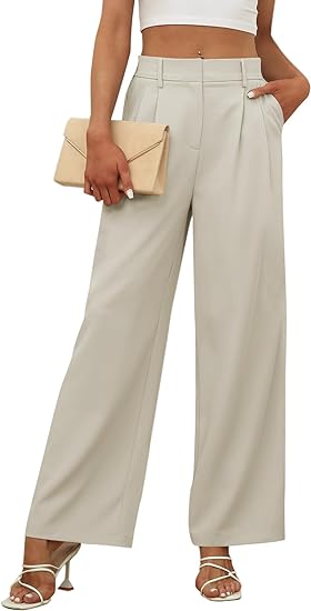 Photo 1 of xl----LILLUSORY Womens Wide Leg Dress Pants Hight Waisted Work Business Causal Loose Palazzo Trousers
