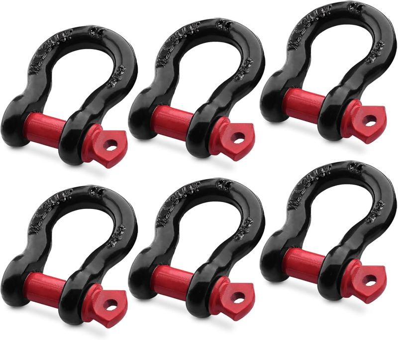 Photo 1 of  6 PCS 5/8 Inch D Ring Shackles, 3.25 Ton (7,165 Lbs) Capacity, Stainless Steel Anchor Shackle with 3/4 Inch Screw Pin, Heavy Duty Bow Shackle for Tow Strap Lifting Off-Road Truck Recovery
