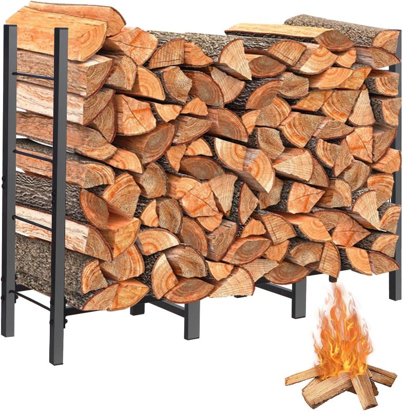 Photo 1 of ULIOK 4ft Firewood Rack Outdoor Indoor Holder for Fireplace Wood Storage, Firewood Storage Brackets Kit, Heavy Duty Logs Stand Stacker Holder for Outdoor Indoor Patio Deck wood storage firewood rack 4ft(W)*2.7ft(H) Firewood Rack
