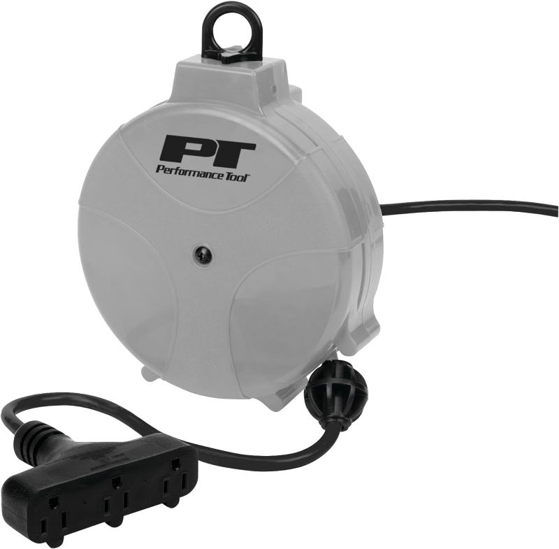 Photo 1 of Performance Tool W2275 20' 18GA Retractable Cord Reel with Spring Loaded Auto-Rewind
