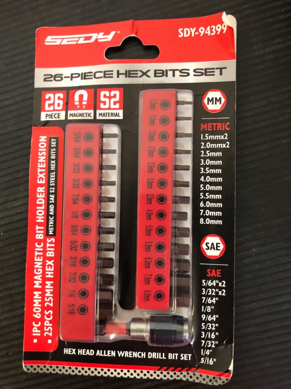 Photo 2 of 25 Piece Hex Bit Set - Premium Allen Key Drill Bit Set, Durable Allen Key Drill, Hex Chain Drill Bit Set & Quick Change Bit Holder, SAE Metric Hex Drill Bit Set, Strong
