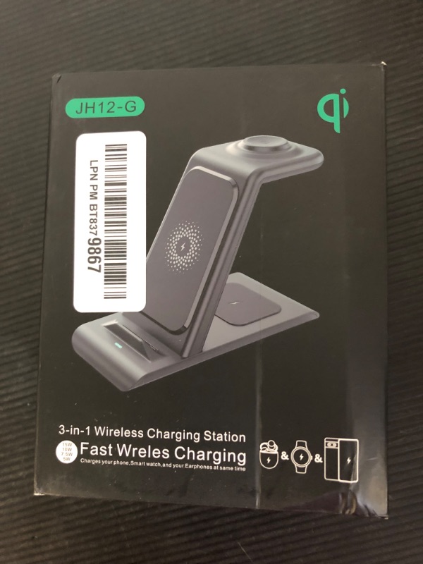 Photo 2 of 3 in 1 Wireless Charging Station for Multiple Devices Qi Wireless Certified - Apple Watch Charger 7,6,5,4,3,2 & AirPods Pro, iPhone 14 13 12 11 Pro Max Xs X Xr 8 (with QC 3.0 Adapter)
