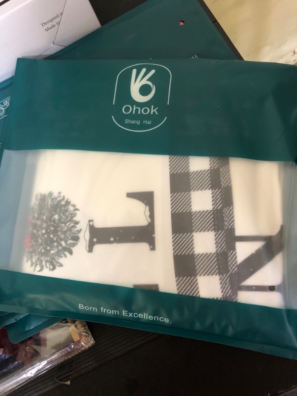 Photo 2 of Ohok Pack of 4 Christmas Kitchen Dish Towels for Christmas Decor 18x26 Inch Christmas Ultra Absorbent Bar Drying Cloth Vintage Tea Sign Hand Towel for Cooking (Christmas C)