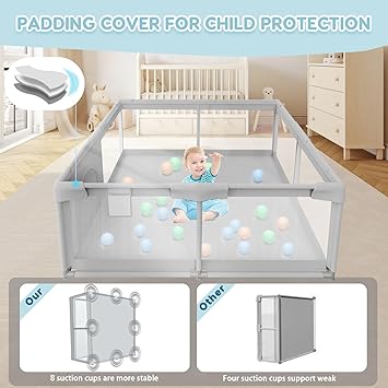 Photo 3 of Baby Playpen Baby Playard, Playpen for Babies and Toddlers with Gate, 50x50 Baby Fence, Sturdy Safety Playpen, Indoor & Outdoor Kids Activity Center