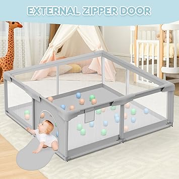 Photo 1 of Baby Playpen Baby Playard, Playpen for Babies and Toddlers with Gate, 50x50 Baby Fence, Sturdy Safety Playpen, Indoor & Outdoor Kids Activity Center