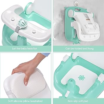 Photo 6 of BabyBond Baby Bath Seat with Sitting & Lying 2 Modes, 3-Speed Adjustment, Powerful Suction Cups, Infant Bathtub Chair with Washable Pillow