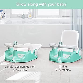 Photo 2 of BabyBond Baby Bath Seat with Sitting & Lying 2 Modes, 3-Speed Adjustment, Powerful Suction Cups, Infant Bathtub Chair with Washable Pillow