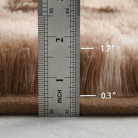 Photo 2 of 4x6 Large Area Rugs for Living Room, Super Soft Fluffy Modern Bedroom Rug, Tie-Dyed Brown Indoor Shag Fuzzy Carpets for Girls Kids Nursery Room Home Decor