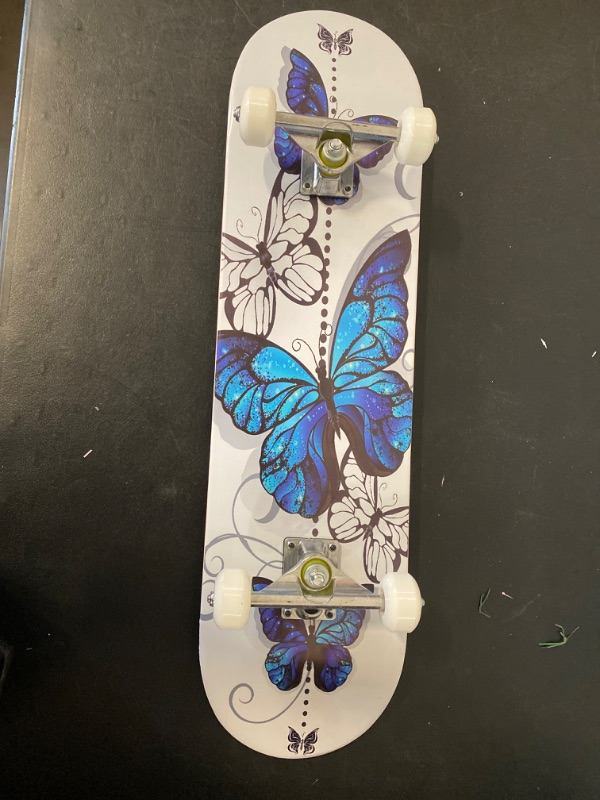 Photo 5 of Skateboards Seamless Background with Flowers and Colorful Butterflies Hand Drawing Classic Concave Skateboard Cool Stuff Teen Gifts Longboard Extreme Sports for Beginners and Professionals