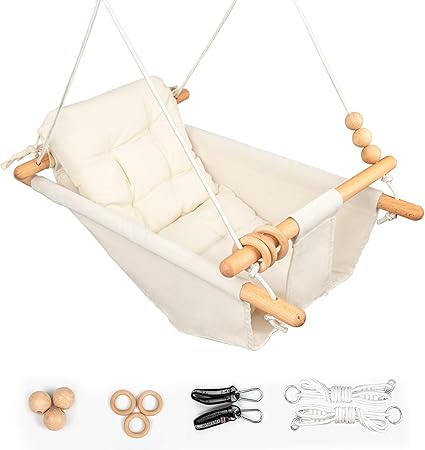 Photo 1 of Baby Swing Outdoor and Indoor, Canvas Baby Hammock Swing for Baby to Toddler, Hanging Swing Seat with Safety Belt Outside Tree Swing Gift for Baby Boys Girls Kids Lovers