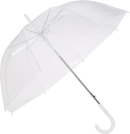 Photo 1 of Clear Umbrella, Wedding Style Auto Open Stick Umbrella, Large Canopy J Hook