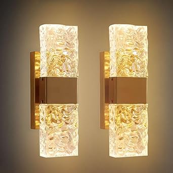 Photo 1 of Gold Crystal Wall Sconces Set of Two Luxury Vanity Wall Light dimmable LED Wall Lamps Indoor Wall Lamp Fixtures stainless steels Wall Lighting for Living Room, Bathroom