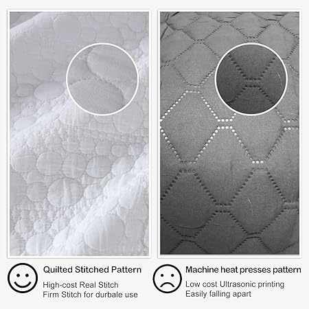 Photo 2 of HORIMOTE HOME Quilt Set Queen Size White, Classic Geometric Spots Stitched Pattern, Stone-Washed Microfiber Chic Rustic Look, Ultra Soft Lightweight Quilted Bedspread for All Season, 3 Pieces