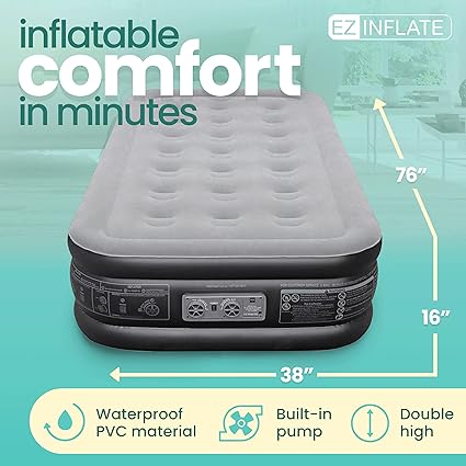 Photo 2 of EZ INFLATE Double High Luxury Air Mattress with Built in Pump, Inflatable Mattress