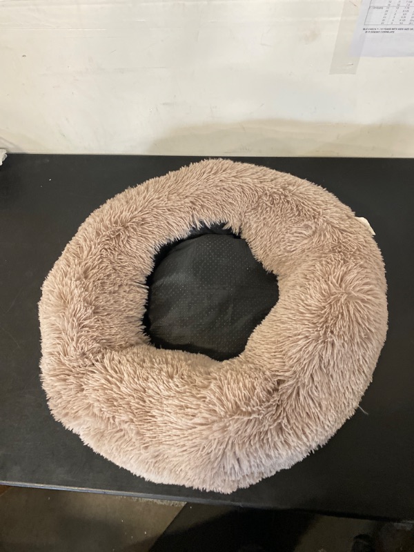 Photo 1 of Bedding plush Faux fur round cuddler calming cat bed 
soft warmer 12 inch.