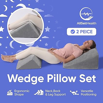 Photo 2 of Bed Wedge Pillow – Memory Foam Incline Cushions, System forBack Support Pillow | Acid Reflux, Anti Snoring, Heartburn, Reading – Machine Washable, Grey