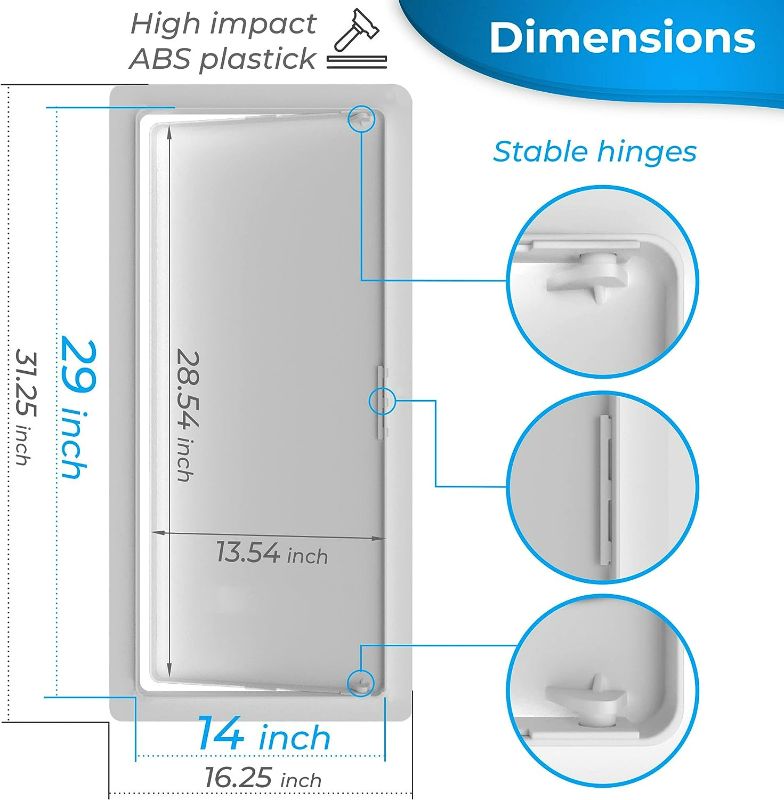 Photo 2 of Access Panel for Drywall - 14 x 29 inch - Wall Hole Cover - Access Door - Plumbing Access Panel for Drywall - Heavy Durable Plastic White